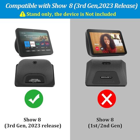 PlusAcc Charging Stand for Show 8 (3rd Gen) - Adjustable Tilt Table Holder with 2 Charging Ports (USB-C & USB-A), Magnetic Station Accessories for Charge Cellphones and Earbuds, Non-Slip Base (Black) in Kuwait