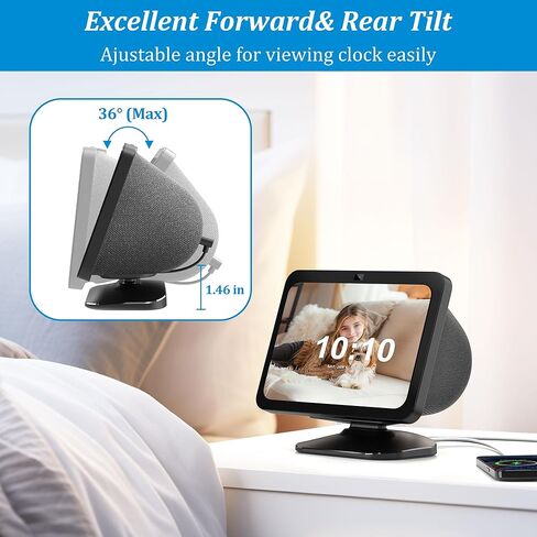 PlusAcc Charging Stand for Show 8 (3rd Gen) - Adjustable Tilt Table Holder with 2 Charging Ports (USB-C & USB-A), Magnetic Station Accessories for Charge Cellphones and Earbuds, Non-Slip Base (Black) in Kuwait