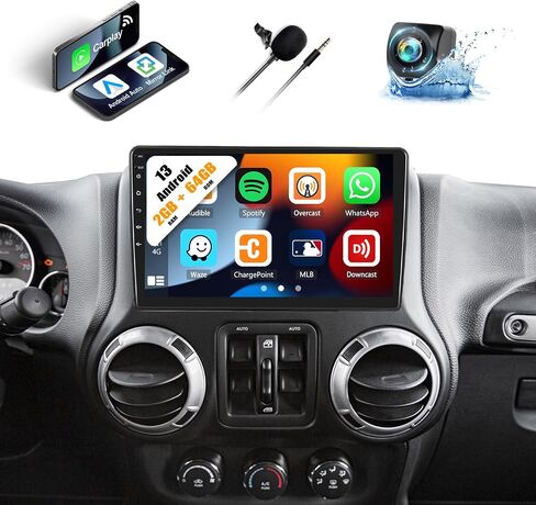 2G+64G Android 13 Car Stereo for Jeep Wrangler jk/Dodge RAM/Chrysler 300C with Wireless Apple Carplay Android Auto,10.1'' Touchscreen Car Radio with GPS,Bluetooth,WiFi/FM/RDS Radio+Backup Camera in Saudi Arabia