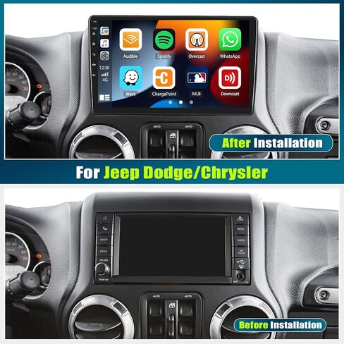 2G+64G Android 13 Car Stereo for Jeep Wrangler jk/Dodge RAM/Chrysler 300C with Wireless Apple Carplay Android Auto,10.1'' Touchscreen Car Radio with GPS,Bluetooth,WiFi/FM/RDS Radio+Backup Camera in Saudi Arabia