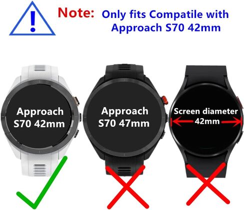 متوافق مع واقي الشاشة Garmin Approach S70 مقاس 42 مم، طبقة واقية من الزجاج المقوى المقاوم للخدش 9H لساعة Approach S70 مقاس 42 مم للجولف GPS (3 قطع) (قطر الغشاء الواقي ليس 42 مم) in Saudi Arabia