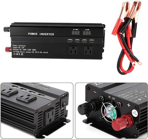 Dc to Ac Inverter-Dc to Ac Inverter - Power Inverter 12V DC to 110V AC-6000W AC Car Converter USB Charger Adapter with LCD Display for RV Trucks Boats and Emergency in Saudi Arabia