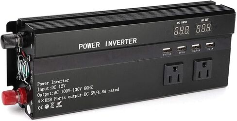 Dc to Ac Inverter-Dc to Ac Inverter - Power Inverter 12V DC to 110V AC-6000W AC Car Converter USB Charger Adapter with LCD Display for RV Trucks Boats and Emergency in Saudi Arabia