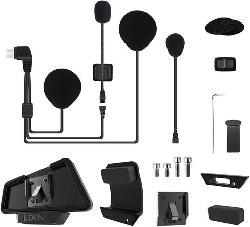 LEXIN B4FM/G16/MTX Accessory Set for Motorcycle Bluetooth Headset, 40mm Speakers/Type-C Connector/Mounting Bracket/3M Tap Bracket/Button Mic/Boom Mic in Saudi Arabia