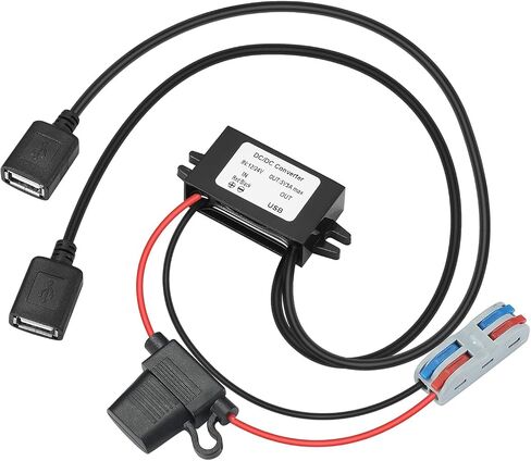 محول USB ثنائي المنفذ 8-32 فولت إلى 5 فولت تيار مستمر/تيار مستمر، محول جهد تيار مستمر/تيار مستمر 8 فولت-32 فولت إلى 5V3A 15 وات أقصى محول طاقة وحدة تنحي مقاومة للماء للسيارات وأضواء LED والشاحنات والأدوات. in Saudi Arabia