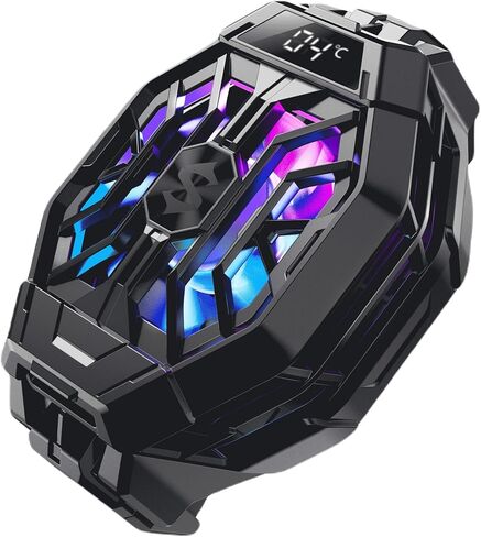 مبرد الهاتف الخلوي Black Shark Fun Cooler 2 Pro، مشعاع الهاتف المحمول مع شاشة LED لدرجة الحرارة / مؤقت النوم / إعدادات سرعة المروحة لـ 2.63-3.46 بوصة iOS / Android، تبريد غرفة تبريد أشباه الموصلات - أسود in Kuwait