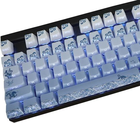 JSJT Side Printed Keycaps-Doubleshot PBT Keycaps 134 Keys Shine Through Keycaps OEM Profile Gradient Blue Custom Keycaps Translucent Keycap Set for Cherry MX Switches Keyboard in Saudi Arabia