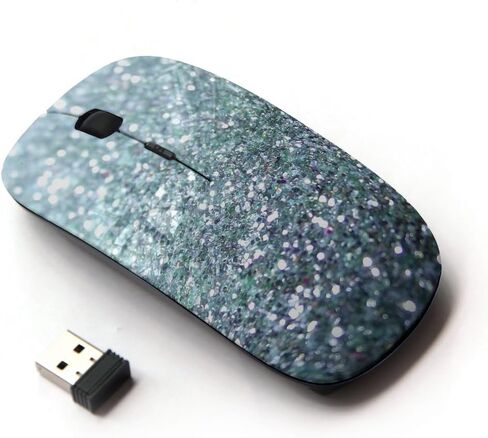 [ Optical 2.4G Wireless Mouse ] Glitter Silver Sparkling Bling Platinum in Saudi Arabia