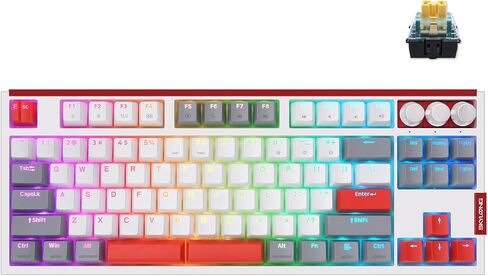 SKYLOONG GK87 RGB Custom Keyboard Gaming - QMK/VIA Programmable Keyboard with High Speed Gateron Optical Pro Yellow Switch, Split Spacebar, Rotary Media Knobs for Mac/Win in Saudi Arabia