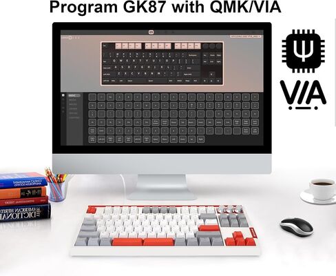 SKYLOONG GK87 RGB Custom Keyboard Gaming - QMK/VIA Programmable Keyboard with High Speed Gateron Optical Pro Yellow Switch, Split Spacebar, Rotary Media Knobs for Mac/Win in Saudi Arabia