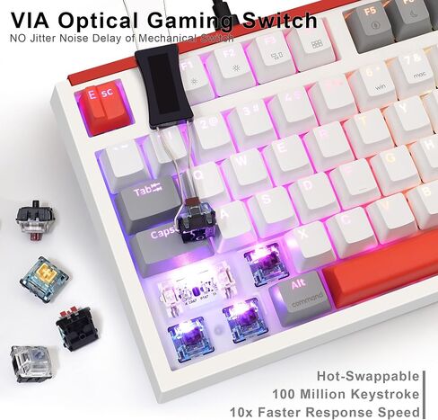 SKYLOONG GK87 RGB Custom Keyboard Gaming - QMK/VIA Programmable Keyboard with High Speed Gateron Optical Pro Yellow Switch, Split Spacebar, Rotary Media Knobs for Mac/Win in Saudi Arabia