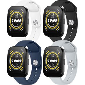 Meliya Band for Amazfit Bip 5 Band Women Men Women Men, 22mm Adjustable Soft Silicone Sport Strap Replacement Bands for Amazfit Bip 5 Smart Watch 4Pack