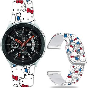 Hello Ki Sweet Blue Bands Compatible with Samsung Galaxy Watch 6/Watch 5/Watch 4/Watch 42mm/Watch 3 41mm/Active 2 44mm/Active 40mm/Gear Sport/S2 Classic/TicWatch 2 Fancy 20mm Cartoon Strap