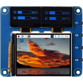 Waveshare OLED/LCD HAT, Onboard 2inch IPS LCD Main Screen and Dual 0.96inch Blue OLED Secondary Screens, with 40PIN GPIO Header, Compatible with Raspberry Pi Series Boards