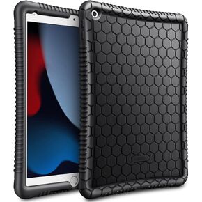 Fintie Case for iPad 9th / 8th / 7th Generation (2021/2020/2019) 10.2 Inch - [Honey Comb Series] Light Weight Anti Slip Kids Friendly Shock Proof Soft Silicone Protective Cover, Black