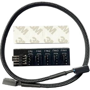 1 Pack PWM Fan Splitter Hub for Compuer Cooler Case Fans 1 to 5 Way(4pin+3pin)