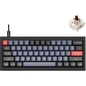 Keychron Q4 Wired Custom Mechanical Keyboard, 60% Layout QMK/VIA Programmable Macro with Hot-swappable Gateron G Pro Red Switch Double Gasket Compatible with Mac Windows Linux (Black)