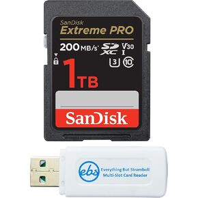 SANDISK 1TB SD EXTREME PRO SDXC UHS-I MEMORY CARD Works with Panasonic Lumix DC-G9 II Mirrorless Camera (SDSDXXD-512G-GN4IN) U3 C10 V30 Bundle with 1 Everything But Stromboli MicroSD & SD Card Reader