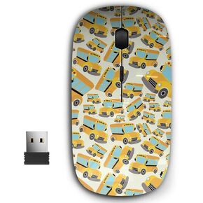 2.4G Ergonomic Portable USB Wireless Mouse for PC, Laptop, Computer, Notebook with Nano Receiver (School Bus)