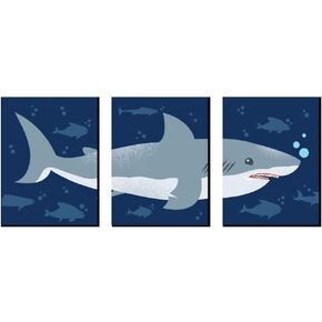 Big Dot of Happiness Shark Zone - Nursery Wall Art, Kids Room Decor and Jawsome Shark Home Decoration - Gift Ideas - 7.5 x 10 inches - Set of 3 Prints