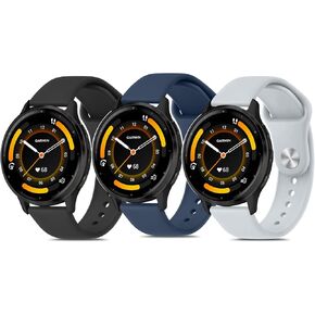 3 Pack Bands Compatible with Garmin Vivoactive 4 Watch Band, Garmin Venu 3 / Venu 2 Watch Band Women Men, Soft Silicone Sport Replacement Strap for Garmin Venu 3, Venu 2, Vivoactive 4, Forerunner 745 / 265 / 255 Music Smart Watch