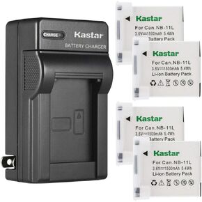 Kastar 4-Pack Battery + AC Wall Charger Replacement for Canon NB-11L NB11L, NB-11LH NB11LH Battery, Canon CB-2LD CB-2LDE, CB-2LF CB-2LFE Charger, Canon PowerShot SX400 SX410 SX420 IXY 430F Camera