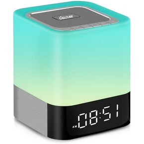 Night Light Bluetooth Speaker, Alarm Clock Bluetooth Speaker Touch Sensor Bedside Lamp MP3 Player, Dimmable Multi-Color Changing Bedside Lamp in Saudi Arabia