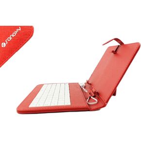 SANOXY® حافظة لوحة مفاتيح USB سلكية من جلد البولي يوريثان/حامل غطاء لأجهزة الكمبيوتر اللوحية ANDROID مقاس 9.7 بوصات/حافظة جلدية للكمبيوتر اللوحي العالمي مع حامل لوحة المفاتيح + MICRO OTG (9.7 بوصات USB 2.0 للكمبيوتر اللوحي أحمر) in Kuwait