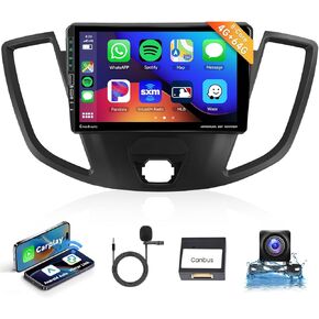 Podofo 8 Core 4G+64G 9'' Car Stereo Radio for Ford Transit 2013-2019 with Wireless CarPlay/Android Auto/1280 * 720P IPS Touchscreen/BT 5.0/GPS/FM/RDS/WiFi/4G/DSP/46EQ/SWC/AHD Backup Camera/MirrorLink