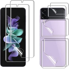 (2 Set Upgraded) screen protector compatible for Samsung Galaxy Z Flip 3 5G 2021, 2 Pack Inner and Back Flexible Soft TPU Screen Cover Film for Galaxy Z Flip 3, Case Friendly, Anti Scratch