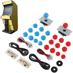 مجموعة ألعاب الأركيد من Sanpyl 2 Player DIY، 2 × رأس كروي وعصا تحكم وحشية | 16 × 30 زر | 4 × 24 أزرار | 2 × سلك هزاز | 20 × سلك توصيل الزر | 2 × شريحة وكابل عصا التحكم USB in Saudi Arabia