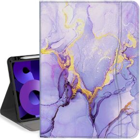 Feams Case for iPad Air 11-inch M2 (2024) / iPad Air 5th/4th Generation Case 10.9 Inch 2022 2020 Flip Stand Auto Wake/Sleep Cover with Pencil Holder & Pocket, Purple Garden
