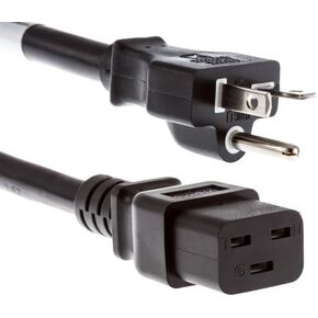 Heavy-duty AC 20 Amp Power Cord, 5-20P to C19, 12 AWG, 20A/125V, Device to PDU Connection, 6ft long, Black NEMA 5-20P to IEC60320-C19 Lifetime Wty