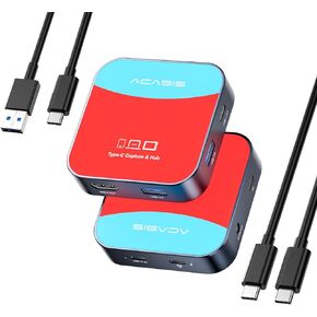 Capture Card for Nintendo Switch, ACASIS Capture Card & Docking Station 2-in-1, 1080P 60FPS Video Capture Card for Nintendo/Streaming/Meeting, 2*USB-A 3.0 (USB c capture card)