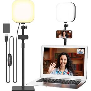 Video Conference Lighting, 180 LED Webcam Light with 3 Color & 5 Brightness for Video Recording, Zoom Light with Phone Holder for Laptop Computer Online Meeting, Video Calls, Live Streaming