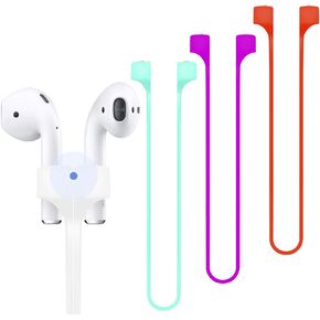 ABCOOL 4PCS Compatible for Magnetic Anti-Lost Strap AirPods 1 2 Pro Accessory - Colorful Soft Sport String Tether Lanyard, Running Silicone Wire Cable Connector, Silica Gel Neck Rope Cord