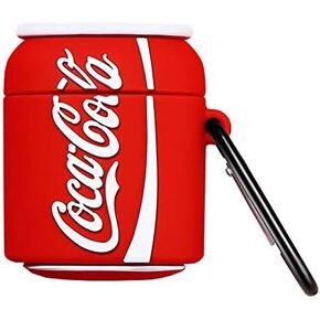 غطاء حافظة من السيليكون الناعم السميك للغاية لأجهزة Apple AirPods 1 2 الجيل الأول الثاني مع سلسلة مفاتيح يمكن أن يكون مشروب الكوك على شكل رسوم متحركة ثلاثية الأبعاد لطيف وممتع وممتع وفريد ​​من نوعه للنساء المراهقات والبنات والأولاد والرجال in Kuwait