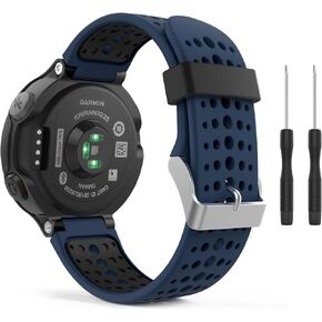 MoKo Watch Band Compatible with Garmin Forerunner 235, Soft Silicone Replacement Watch Band fit Garmin Forerunner 235/235 Lite/220/230/620/630/735XT/Approach S20/S6/S5 - Black & Black