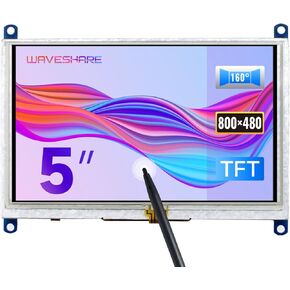 Waveshare 5 Inch Resistive Touch Screen LCD(B) 800X480 High Resolution HDMI USB Interface for Raspberry Pi/Banana Pi Mainboard/Raspberry Pi 3 Model B/3B+