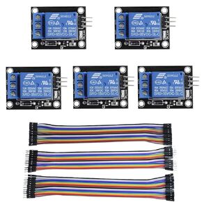 1 Channel 5V Relay Module Relay Switch with High Low Level Trigger Expansion Board Relay Control Boards SRD-05VDC-SL-C with 20CM 20Pin Dupont Cable for Arduino (5PCS)
