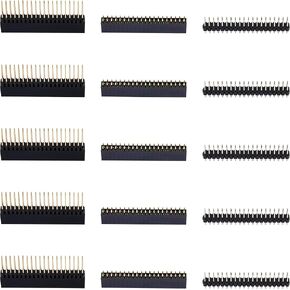 2x20 40 Pin Stacking Female Pin Header Kit Long Pin 2.54mm Pitch for Raspberry Pi 4B 3B+ 3B 2B B+ A+ Zero (3Types/15pcs)