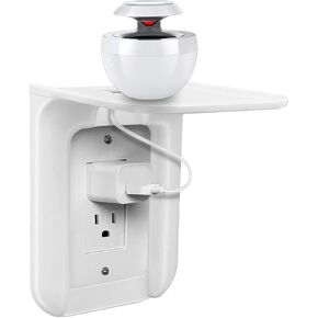 Wall Outlet Shelf, Phone Charging Holder, Wall Shelf Organizer with Built in Cord Storage & Room for Bulky Plugs, Perfect for Bathroom, Kitchen, Bedrooms