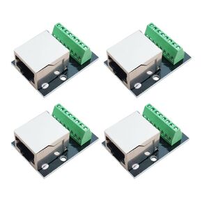 4PCS RJ45 Ethernet Dual Female Terminal Breakout Board,3.5mm Pitch Screw Connector Board Shielded Network Adapter Terminal (Dual RJ45 interface)