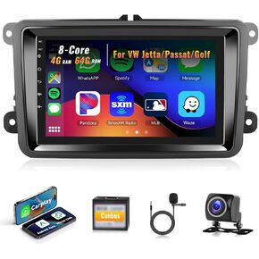 8core 4G+64G Car Radio for VW Volkswagen Seat Golf Passat Jetta Beetle Stereo with Apple Carplay Android Auto 7'' 1080P IPS Touchscreen Double Din Stereo with Canbus/WiFi/32EQ DSP/RDS/FM/Rear Camera