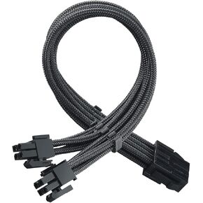 Silverstone PP07E-EPS8B, 30cm EPS 8pin to EPS/ATX 4+4pin Flexible Sleeved Extention Cable, Black, SST-PP07E-EPS8B