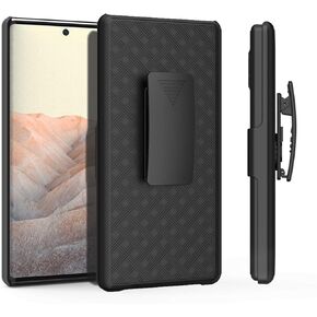 Holster Compatible with Google Pixel 6 Pro, Combo Shell & Holster Case for Men Boys with Built-in Kickstand + Swivel Belt Clip Holster Case for Google Pixel 6 Pro 6.71inch 2021 ONLY, Black