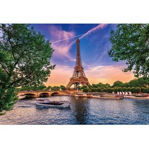 7x5ft The Eiffel Tower Backdrop Paris Cityscape The Seine Sunshine Bridge Lake Outdoor Vacation Theme Photography Background Honeymoon Travel Wedding Decor Adults Portrait Vinyl Studio Prop