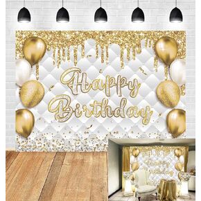 7x5ft Black Gold Birthday Backdrop Glitter Sequins Balloon Diamond Fluid Background Women Girls Men Luxury Party Banner Photo Booth Props