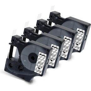 4-PK Compatible for Dymo 45013 Label Maker Refills Replacement for Dymo D1 Label Tape 45013 S0720530, 1/2 Inch x 23 Feet, Black on White, Use for Dymo LabelManager 160 210D 280 360D 420P PnP