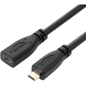NFHK 4K Type-D Micro HDMI 1.4 Male to HDMI Female Extension Cable for DV MP4 Camera DC Laptop